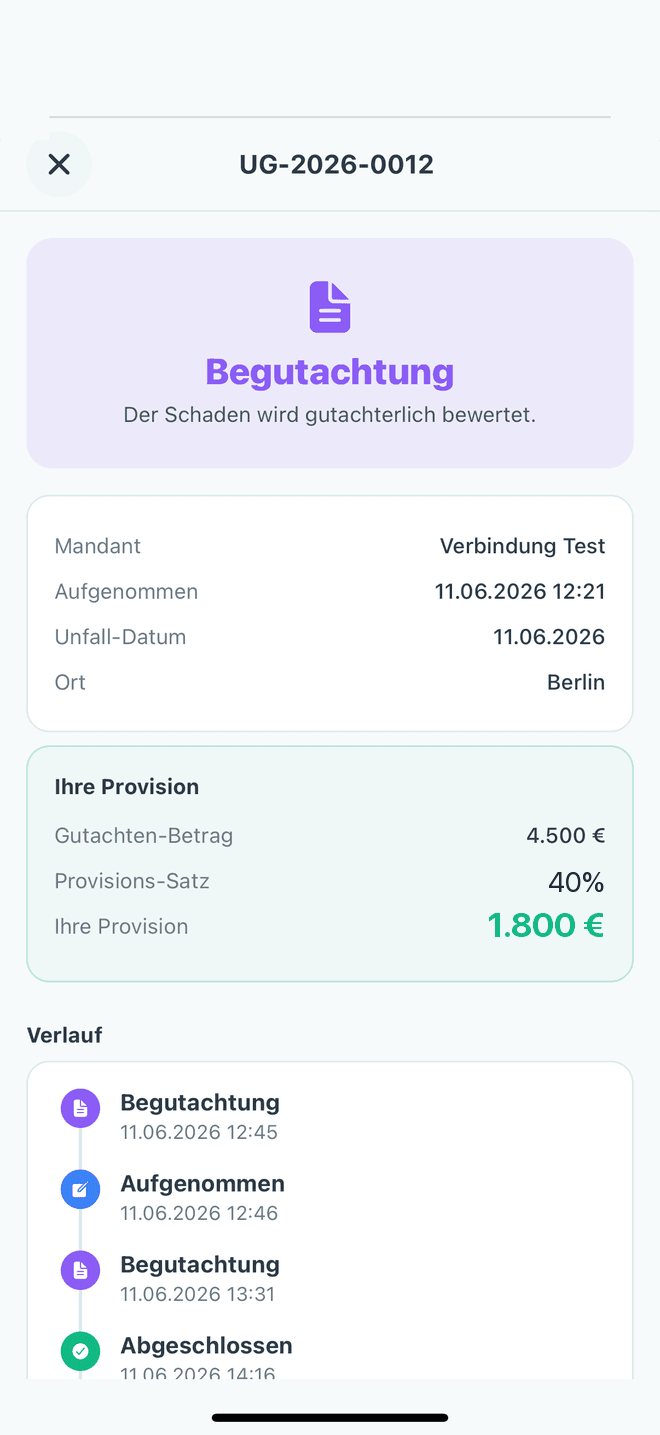 Ihre Provision — Unfallprofis Partner-App
